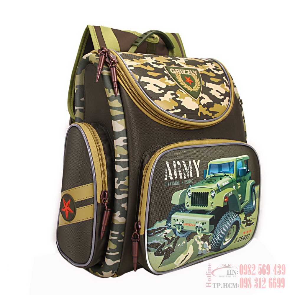 Cặp học sinh chống gù Grizzly Bags Studio - Cặp sách chống gù chống thấm nước